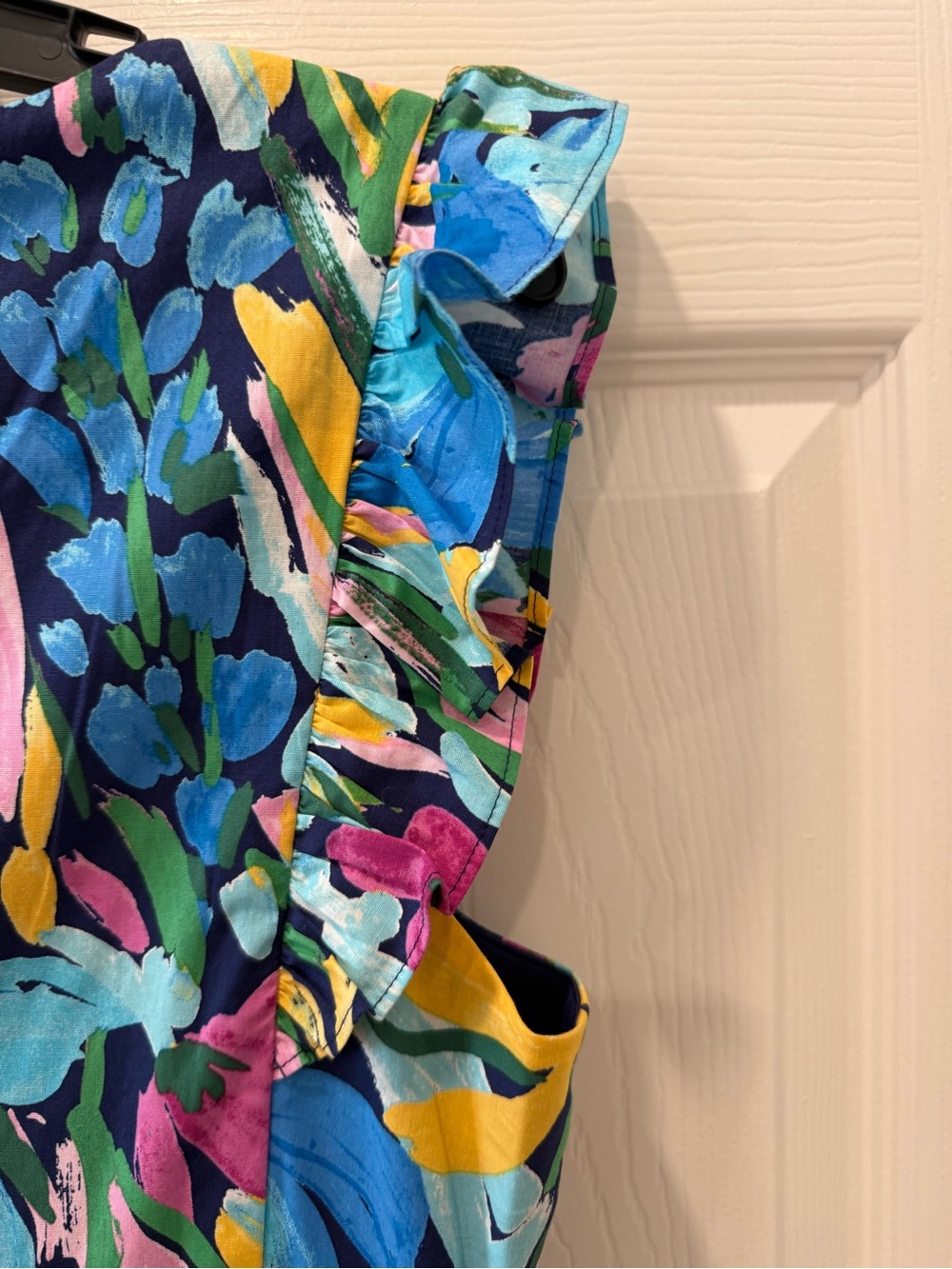 Floral Ruffle V-Neck Maxi Dress Size M Navy/Aqua - Picture 10 of 14